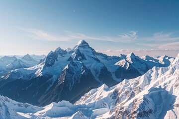 Stunning Snow-Capped Mountains Shining Under a Bright Clear Sky