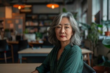 Obraz premium Portrait of a middle aged Asian female worker in start up company office