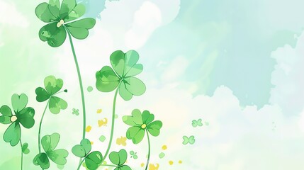 Fototapeta premium The Clover Background of Children's Day: Spreading the Dreamy Long Scroll of Childhood Innocence with the Luck of Clovers