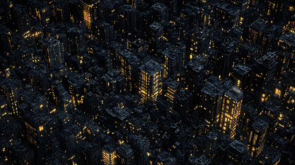 Abstract Dark Geometric Blocks with Golden Light Accent Texture and Pattern Background