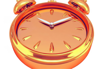 Golden Alarm Clock Isolated on Transparent Background Illustration