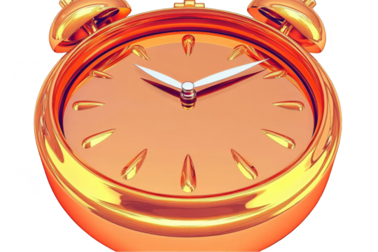 Golden Alarm Clock Isolated on Transparent Background Illustration