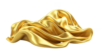 Golden Fabric Illustration with Detailed Texture and Transparent Background