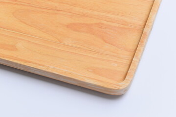 brown wooden tray isolated on white background