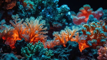 Colorful Coral Reef with Vibrant Orange and Teal Underwater Scene