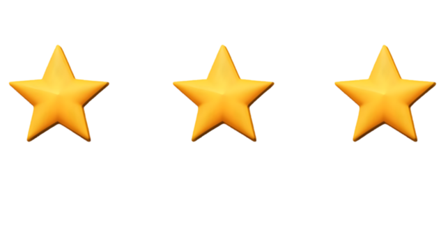 Golden Stars Trio Isolated On Transparent Background Illustration