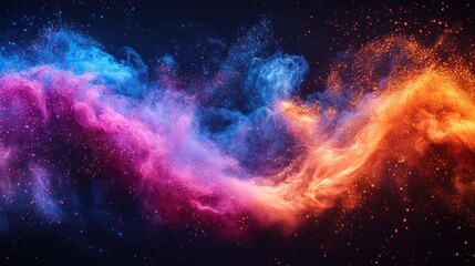 Fototapeta premium Vibrant Colorful Smoke Swirls in Blue, Pink, Orange Against Dark Background