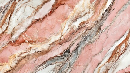 A radiant pink marble surface with bold, flowing white veins and a reflective finish.