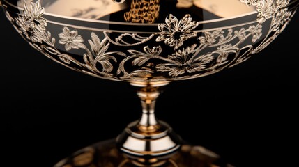 Ornate Gold-and-Black Metal Bowl