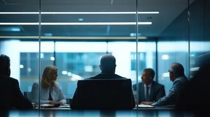 A medical team in a hospital boardroom discussing patient care strategies.