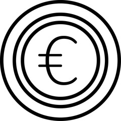 Online Shopping icon - black outline Euro Coin