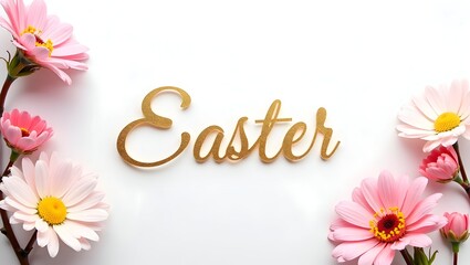 A minimalist white background with delicate spring flowers framing the edges. Clean and sophisticated, suitable for invitations or church announcements.