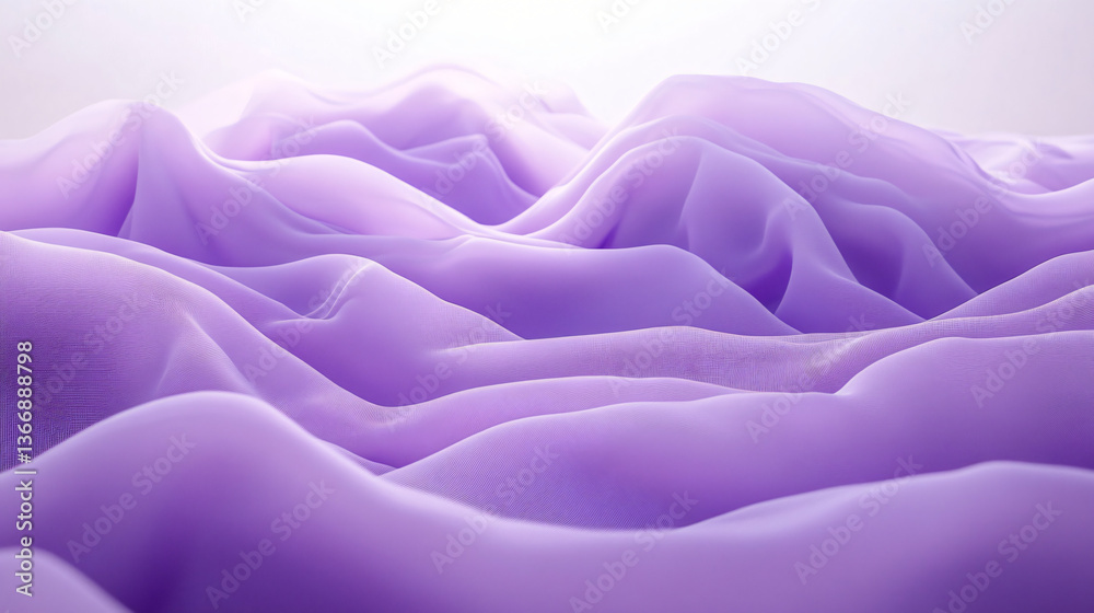 Wall mural soft and abstract purple fabric with merging colors under gentle lighting creating a calming and dre