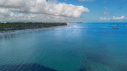 Aerial view of the sea near Bavaro Beach in the Dominican Republic