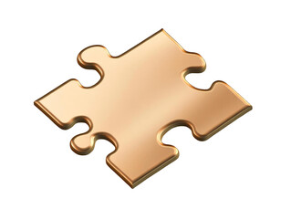 Isolated Gold Puzzle Piece On Transparent Background Abstract Illustration