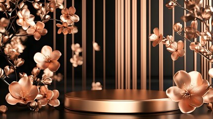 Obraz premium Elegant Rose Gold Floral Display Stand of excellence in splendor beyond compare with grace