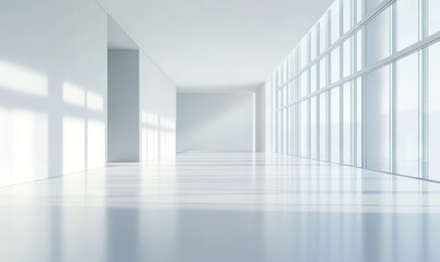 a white, empty room with glass walls