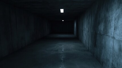 Dark Concrete Tunnel Interior