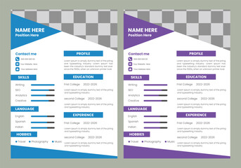 Obraz premium Colorful resume template 