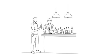 Bartending Pose Line Art: Illustrate Mixology with Clean Line Drawings