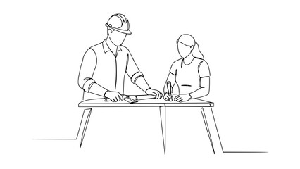 Carpentry Pose Line Art: Illustrate Woodworking with Clean Line Drawings
