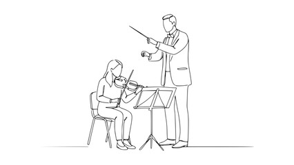 Orchestra Conducting Pose Line Art: Capture Musical Leadership with Minimalist Lines