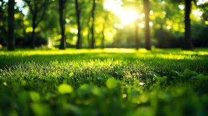 Naklejka premium Sunlit Meadow in Green Forest Park of excellence in splendor beyond compare with grace in style