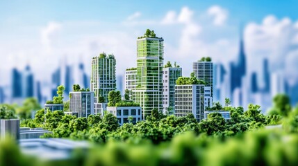 Obraz premium Smart city with self-sustaining green architecture.