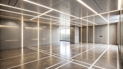 Modern minimalist interior design of an empty room with illuminated walls and ceiling
