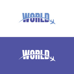 World Word Mark Logotype Lettering Typography for Airplane Flight Airline Aircraft Aviation Logo Design