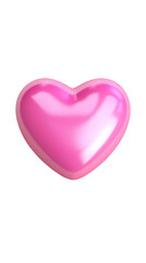Isolated Pink Heart Illustration With Glossy Texture on Transparent Background