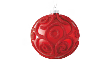 Isolated Red Glitter Christmas Ornament for Festive Holiday Decoration