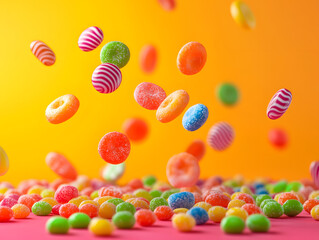 rainbow candys on a color background