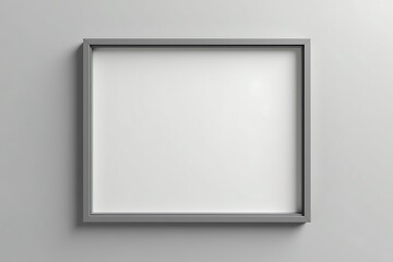 Minimalist Blank Picture Frame on Grey Wall - Mockup Template