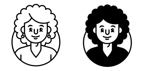 Woman editable stroke outline & solid icon isolated on white background flat vector illustration, black outline, Pixel perfect