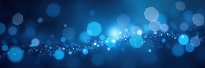 Deep blue bokeh, bright centers, soft vignette , serene, glow
