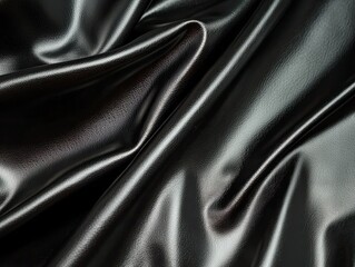 Obraz premium Luxurious black leather fabric textile close-up modern design soft texture elegant aesthetics