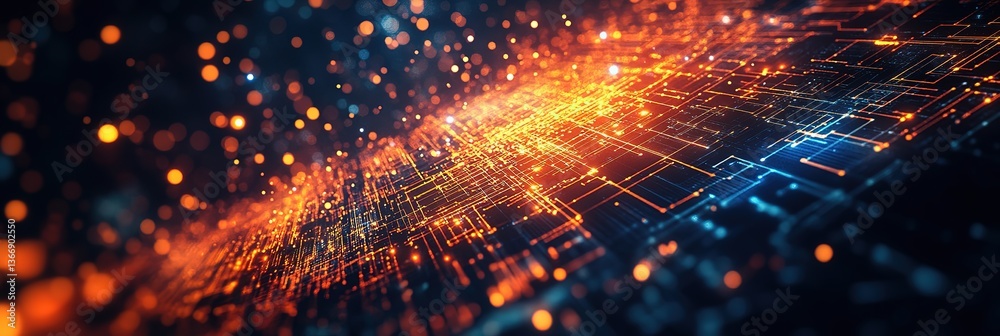 Poster digital technological background for tech processes, neural networks, artificial intelligence, data 