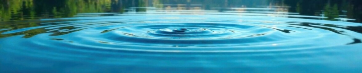 Clean lake water with circular ripples on its surface, clear, pure, peaceful