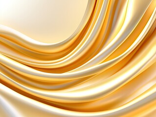 Fototapeta premium Flowing golden silk fabric studio setting abstract art soft lighting close-up view elegance and luxury