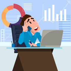 Businessman working in the office - infographics and datas file prepared in layers for motion design