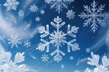 Stunning Winter Snowflakes and Frozen Patterns Beneath a Vibrant Blue Sky