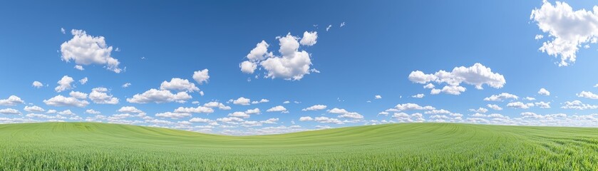 Fototapeta premium Vast green fields under a clear blue sky nature scene landscape photography serenity wide view