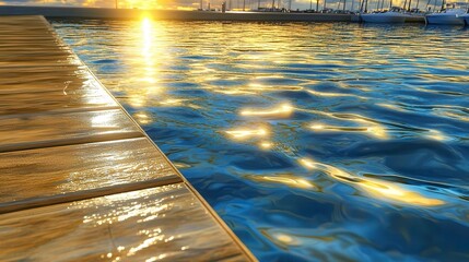 Golden Sunset, Wooden Dock, Calm Water - Golden Hour Photography