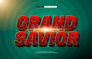 grand savior editable text effect with a hero and game text effect