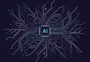 Abstract technology artificial intelligence chipset design futuristic concept technology for web, banner, card, cover. Vector illustration