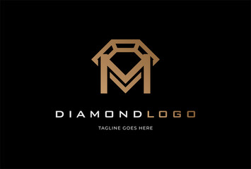Fototapeta premium Diamond Logo. Letter M with Diamond combination. suitable for brand and company logos. vector illustration