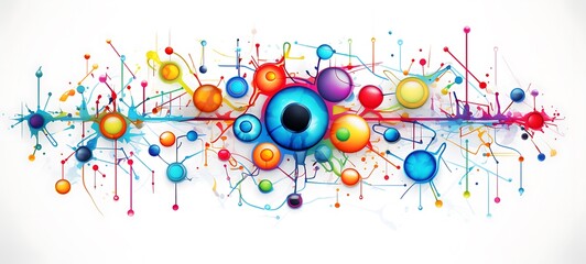 Obraz premium White background with drawings of colorful uvo for children, ai generative