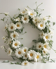 Fototapeta premium Seasonal white daisy wreath and floral arrangement for door or wall decoration perfect for capturing festive holiday celebration moments Wedding Photography Aesthetic Wallpaper
