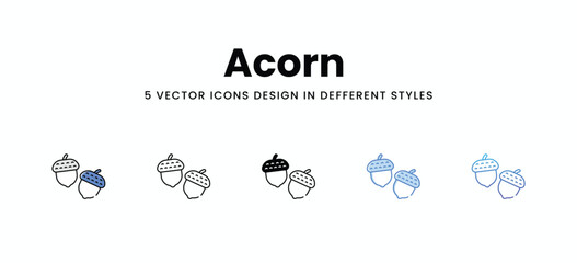 Acorn  vector icons set stock illustration
